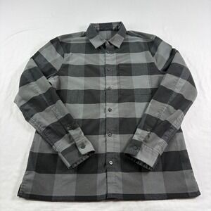 Lululemon Shirt Mens M Gray Black Plaid Masons Peak Flannel Button Up Casual